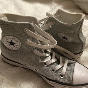 Silver glitter converse